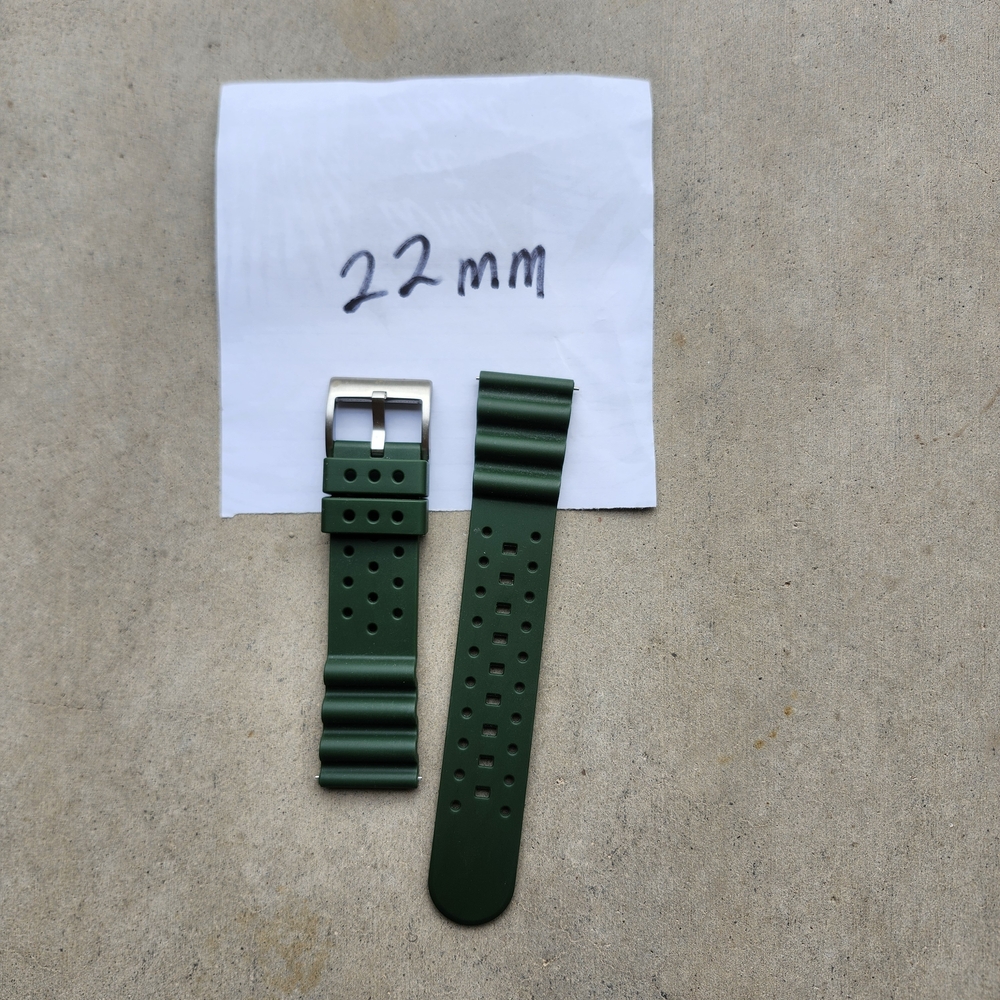 Green Rubber Watch Band Strap 22mm